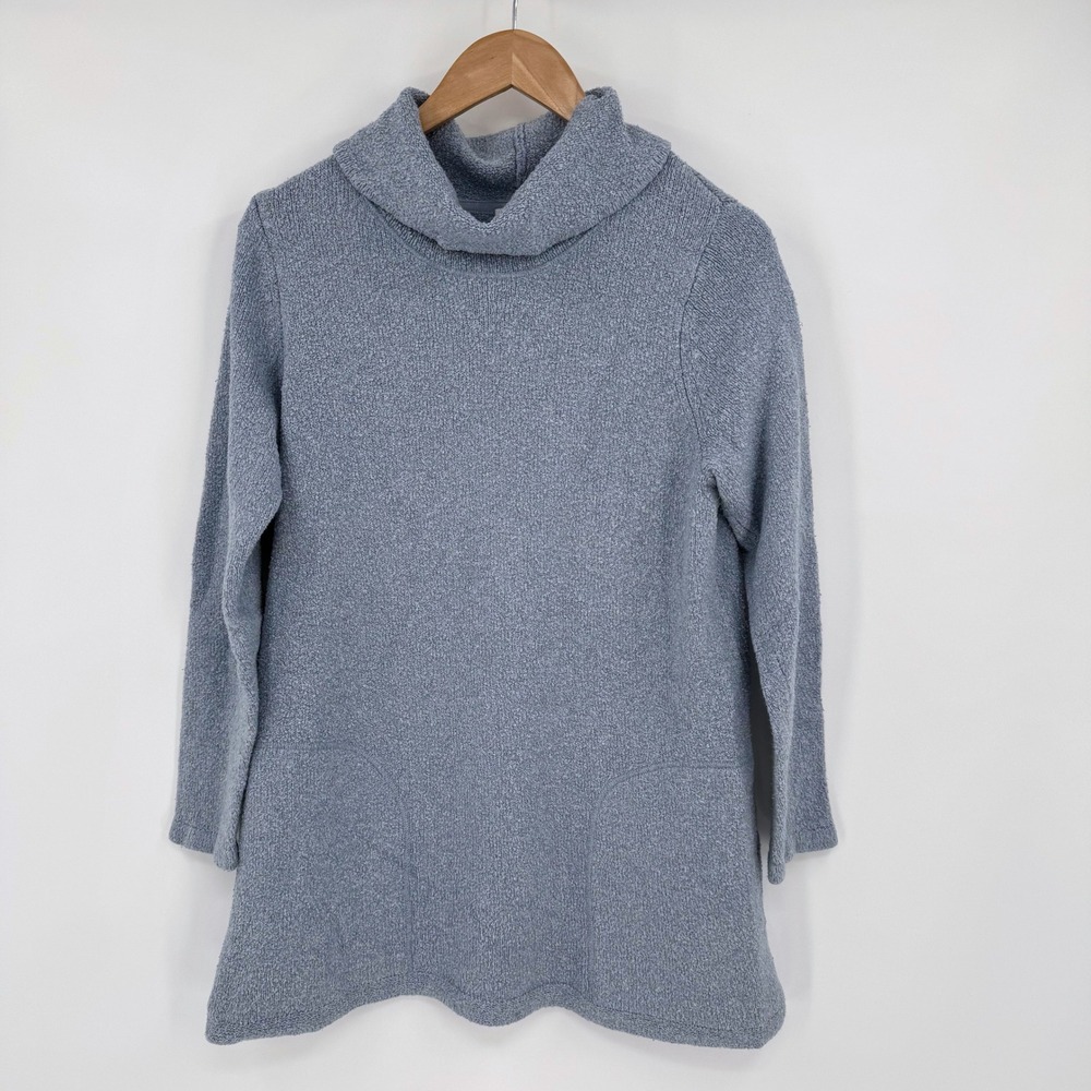 J. Jill Pale Blue Textured Cowl Neck Long Sleeve Sweater Tunic Women's Sz M